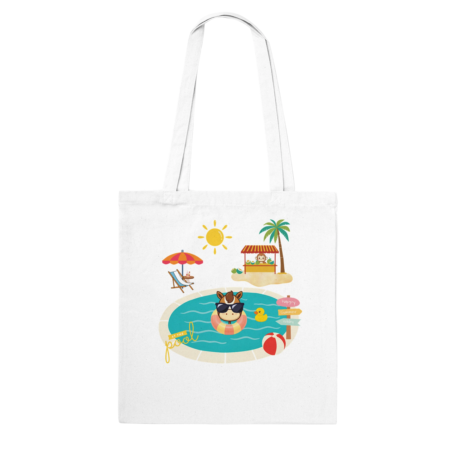 Stofftasche mit Hobby Horsing Motiv Poolparty