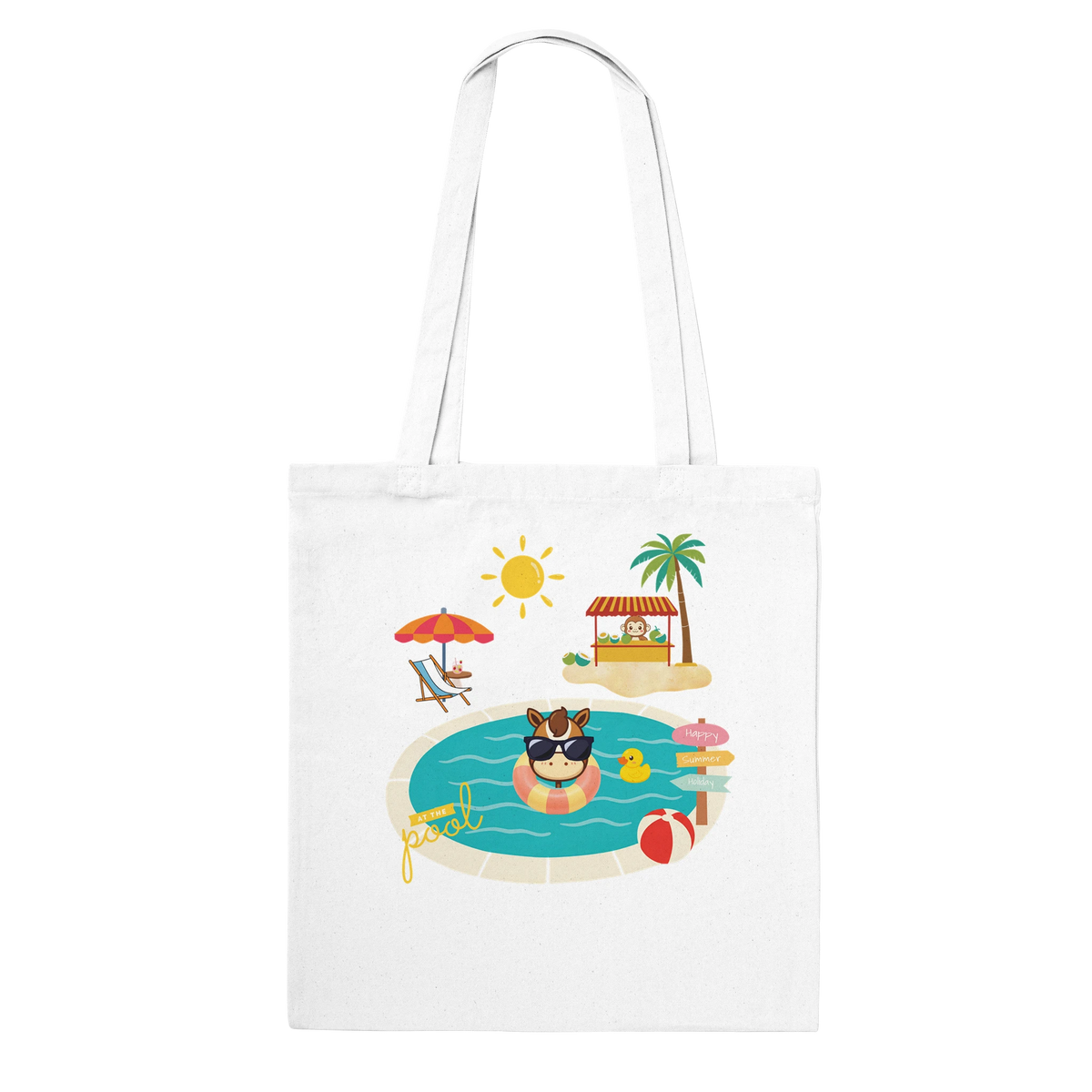 Stofftasche mit Hobby Horsing Motiv Poolparty