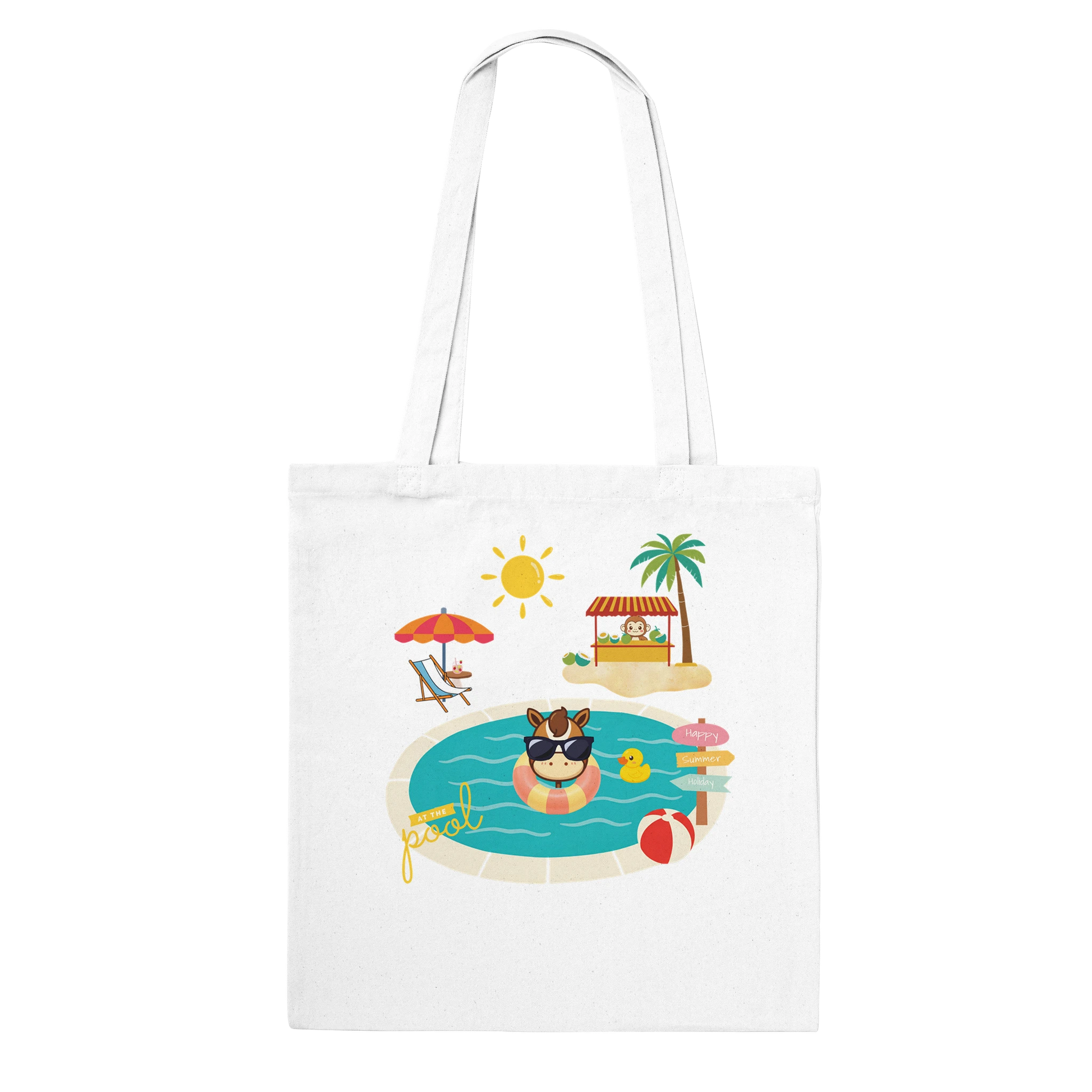 Stofftasche mit Hobby Horsing Motiv Poolparty