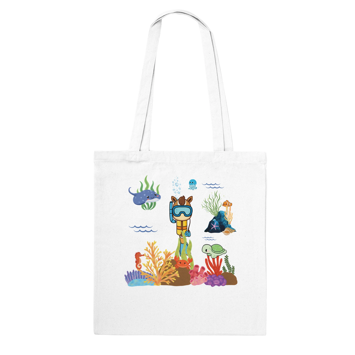 Stofftasche mit Hobby Horsing Motiv Tauchgang